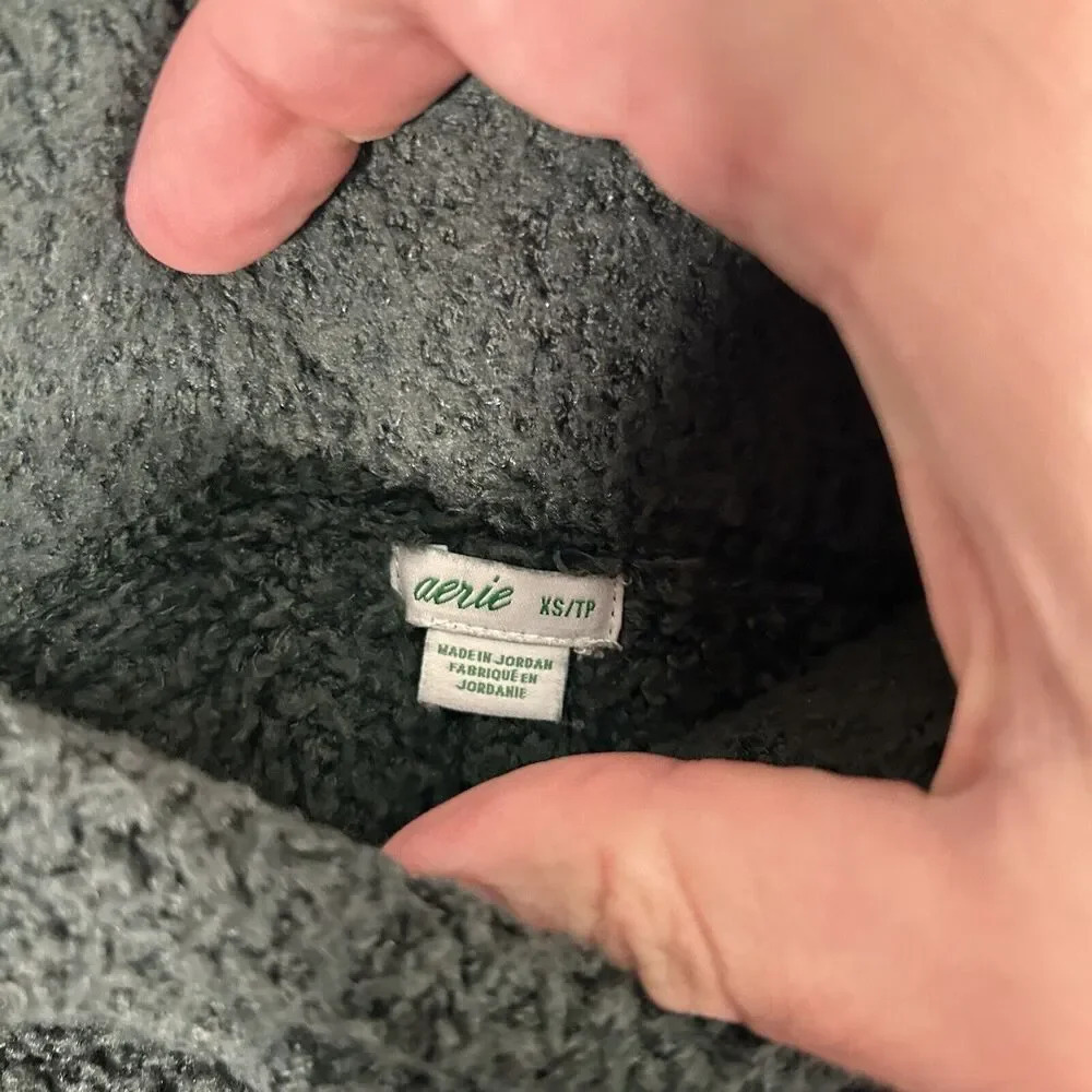 aerie Sweatpants Women's XS Green Fleece Pull On Drawstring Flare No Pockets - Picture 4 of 7